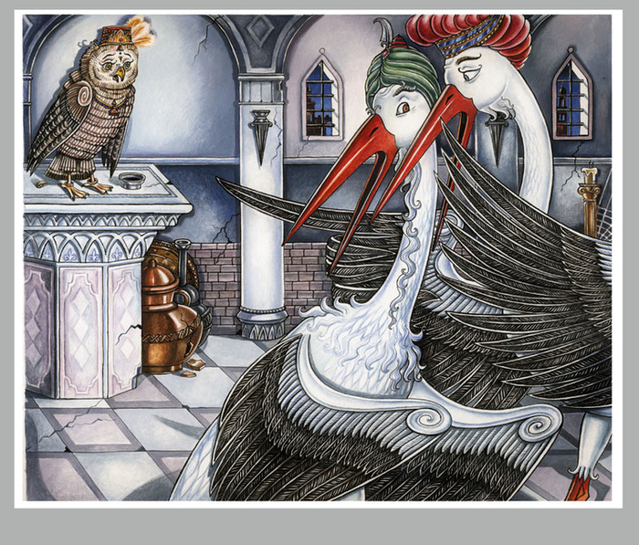 Иллюстрация к сказке Вильгельма Гауфа "Халиф-аист"
