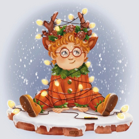 Открытка новогодняя с Тыквиком