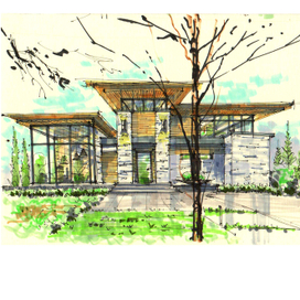 Скетч современного дома