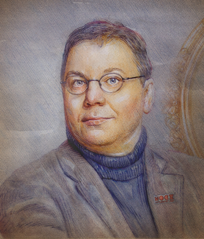 Автопортрет со значком МОСХа.