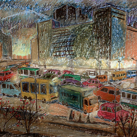 город, утро