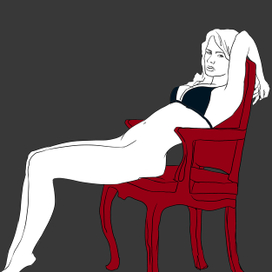 Полуобнаженная девушка в кресле