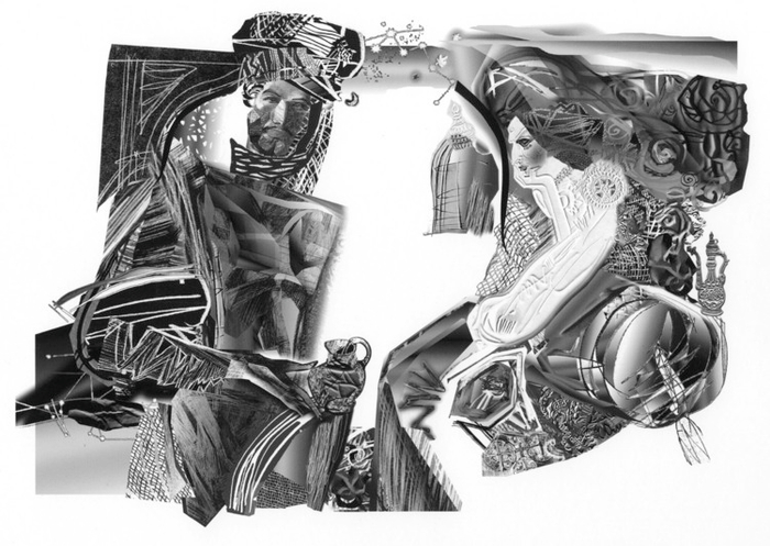 Разворотная иллюстрация к роману Милорада Павича "Хазарский словарь"