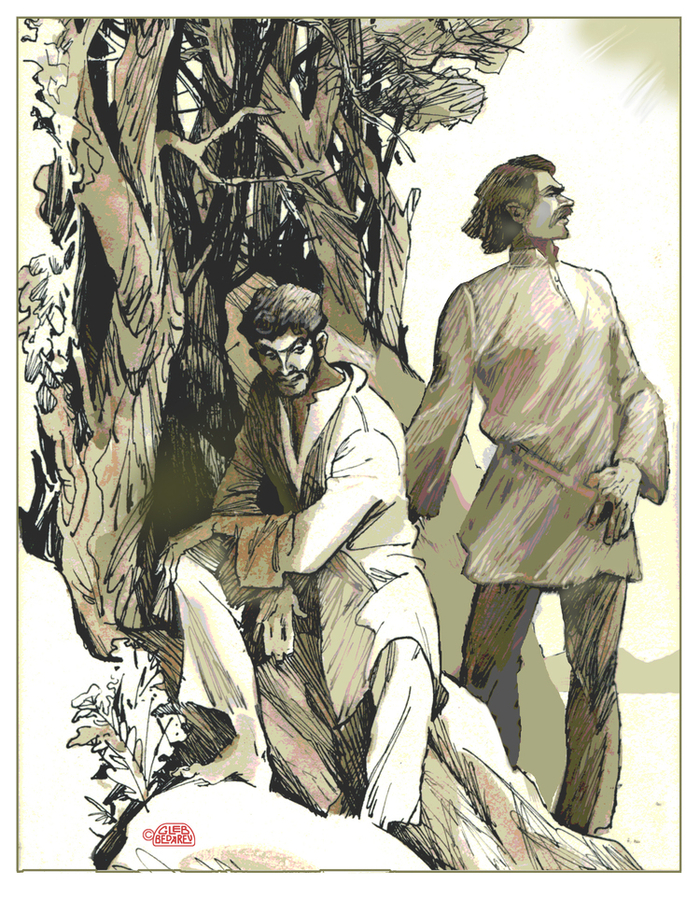 Эскиз к  рассказу в журнал. Древний переработанный