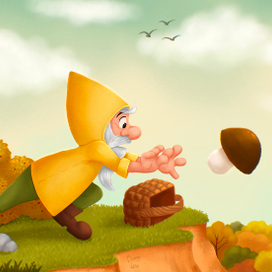 Гном в желтом дождевике