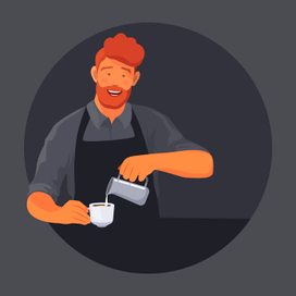 иллюстрацию можно приобрести.Векторная иллюстрация - Веселый кофе вар