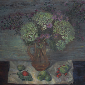 гортензия и хризантемы