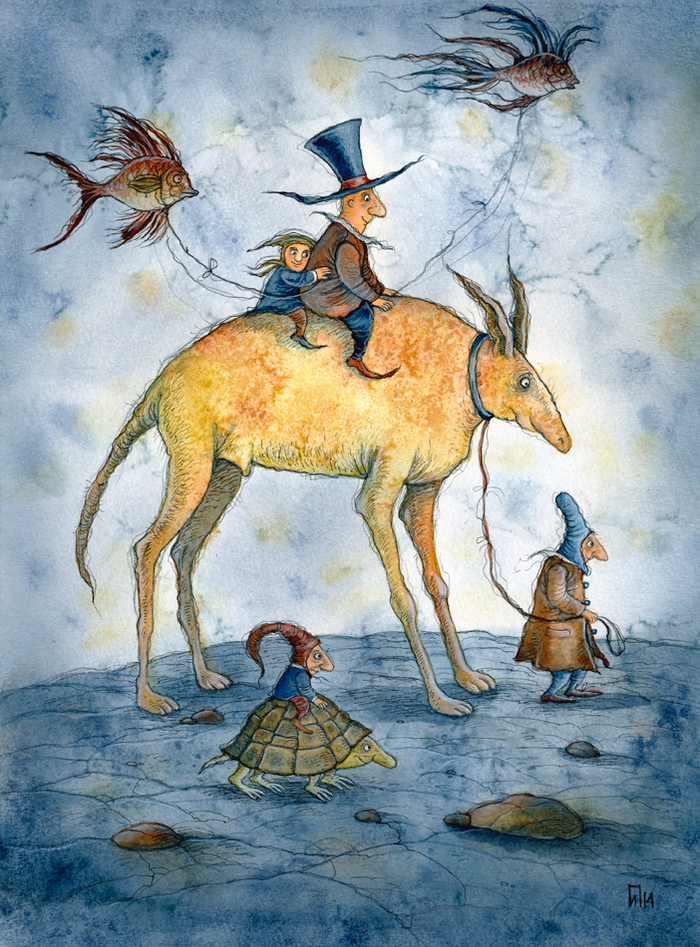 "Воскресный папа" тушь,перо,акварель 2015 