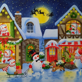 Зимний вечер на кануне нового года 