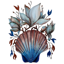 Ракушка с белыми магнолиями