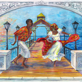 Эскиз к росписи на стене: средняя часть триптиха