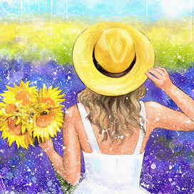 девушка с подсолнухами