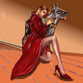 илюстрация девушка с собачкой