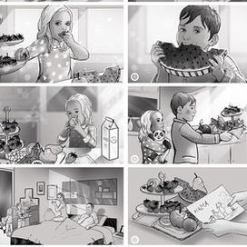 Ч/Б раскадровка для рекламного ролика Amway