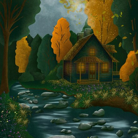 Иллюстрация «Домик в лесу» 