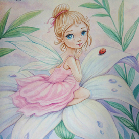 "Fairy in a white lily"