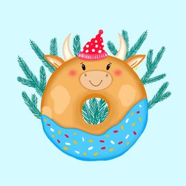 новогодний пончик. бык