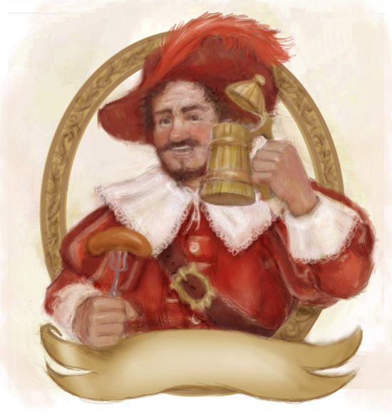 Мушкетер с кружкой пива