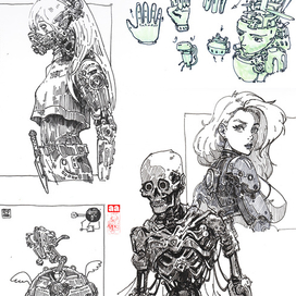 Серия иллюстраций в стиле киберпанк