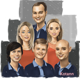 групповой портрет в мультяшном стиле