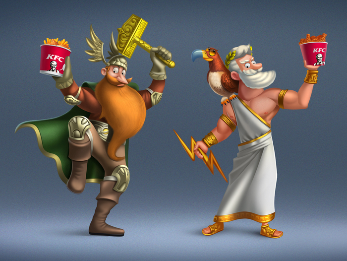  KFC Sogood For Gods. Персонаж Тор Зевс