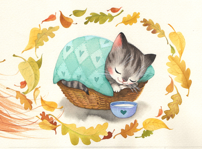 котёнок из серии иллюстраций для книги Александры Хворост "Давай дружить" для издательства Феникс премьер