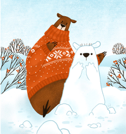 Круглый год с медведиком (страница календаря - Февраль)