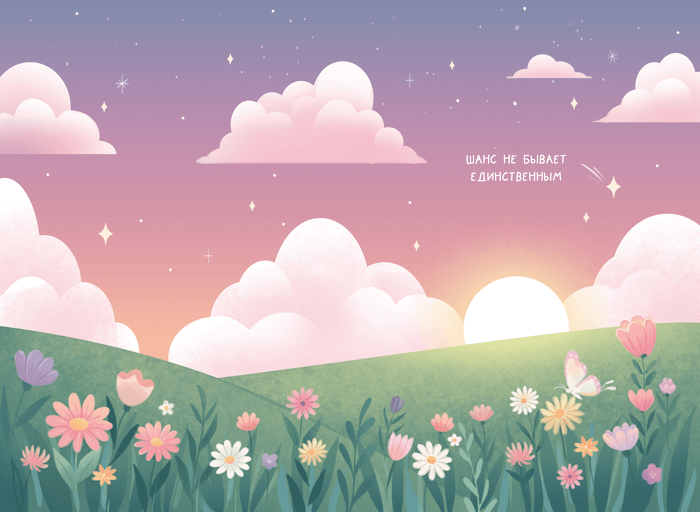 Иллюстрация с закатными облаками для обложки паспорта или блокнота