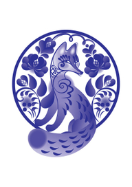 Лисичка в стиле гжель