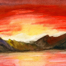 пейзаж акварель