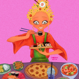 Дизайн персонажа для фуд-корта - Лапшичка