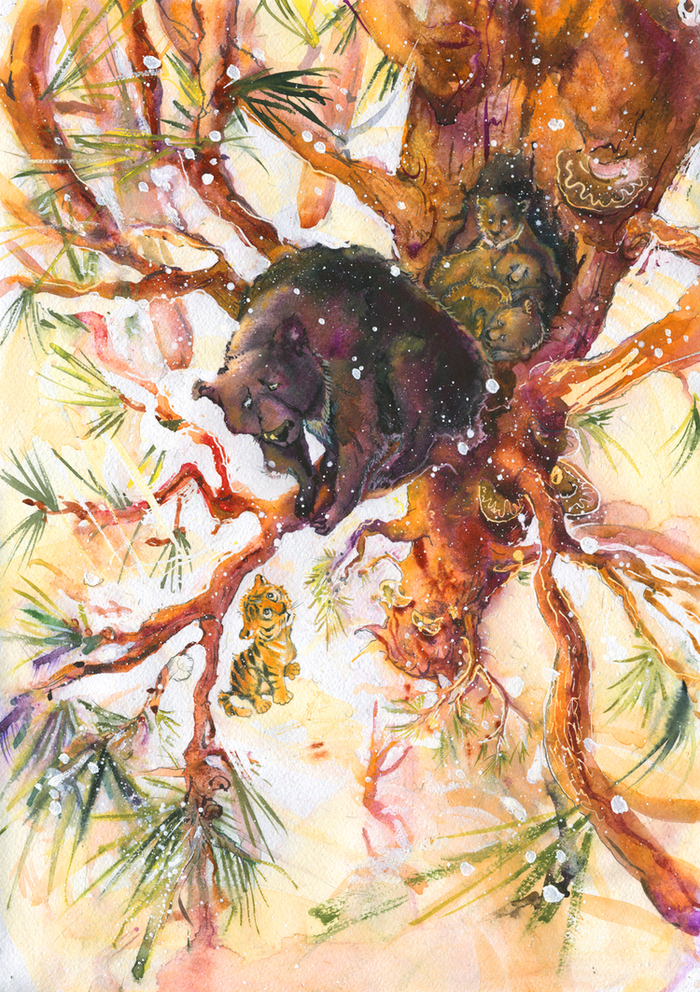 Тигренок на подсолнухе