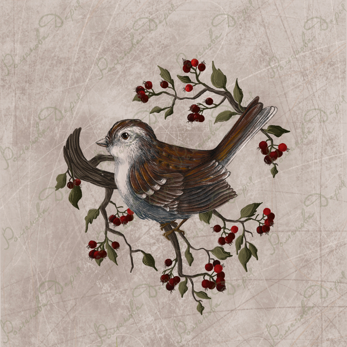 Воробей и боярышник