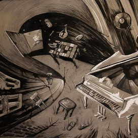 Интерьер с роялем