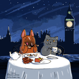 портрет кот и пес