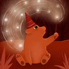 Медведь-волшебник с волшебной палочкой