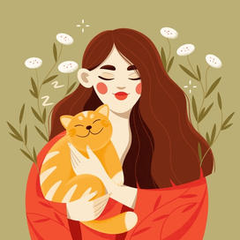 Девушка и рыжий кот