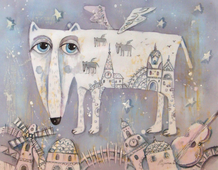 Одинокий волк-романтик(горячий батик)