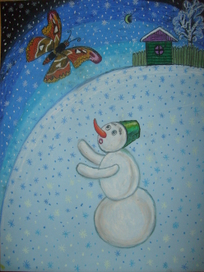 Снеговик и бабочка