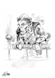 Кащей в раздумьях на балконе. Набросок.