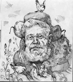 Дед Весеня, тушь перо бумага