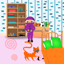 Иллюстрация к книге "A True Ninja Loves Tidiness".