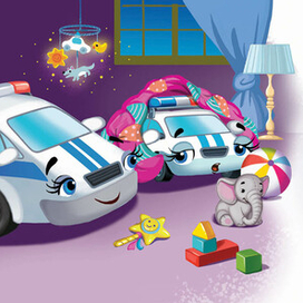 маленькая полицейская машинка, которая старается быть смелой. для издательства Клевер. серия Баю -бай