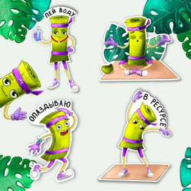 Стикеры бренд-персонажа коврика Намасте для студии йоги