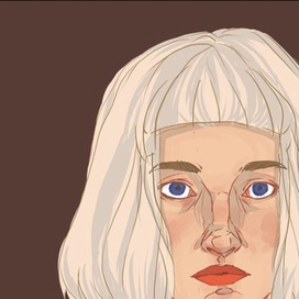 красная девушка в прямоугольнике