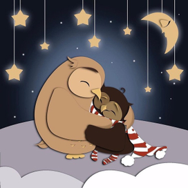 Новогодняя открыткам серии “Совушки»