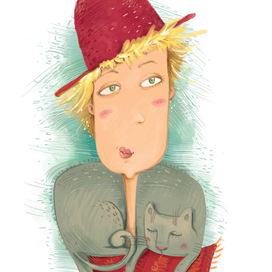 Потрет мамы с кошкой