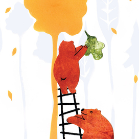 Иллюстрация к детской книге о приключениях медведей 