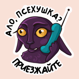 Стикер с кошкой и телефоном шуточный мем