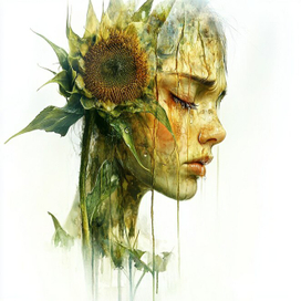 Девушка и подсолнух